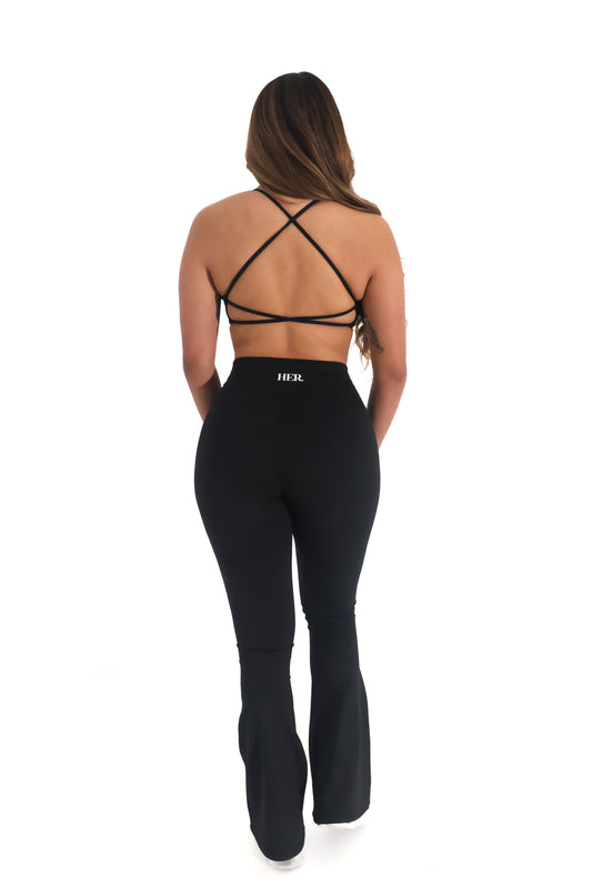 Snatched Flare Leggings - Onyx
