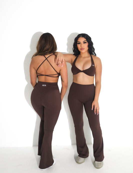 Snatched Flare Leggings - Chocolate